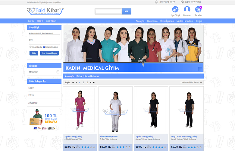 Baki Kibar Medikal Giyim web tasarımı